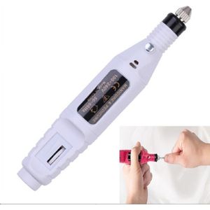 1 Set Power Professional Electric Manicure Machine Pen Pedicure Nail File Nail Tools 6 bits Drill Nail Drill Machine(EU White)