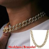 2 PCS TZ100 Hip Hop Cuban Necklace Clothes Accessories For Men  Colour: Golden 30 Inches