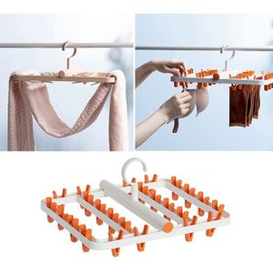 Foldable Multifunctional Drying Rack Socks Underwear Clip Holder(White Orange)