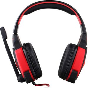 KOTION EACH G4000 USB Version Stereo Gaming Headphone Headset Headband with Microphone Volume Control LED Light for PC Gamer Cable Length: About 2.2m(Black + Red)