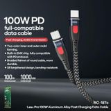 REMAX RC-187c Lesu Pro 1m PD100W Type-C to USB-C / Type-C Aluminum Alloy Braid Fast Charging Data Cable (Black)