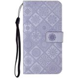For Huawei P40 Ethnic Style Embossed Pattern Horizontal Flip Leather Case with Holder & Card Slots & Wallet & Lanyard(Purple)