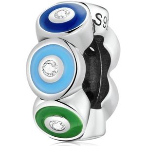 S925 Sterling Zilver Kleurrijke Devil Eye Beads DIY Armband Necklace Accessoires