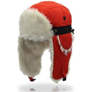 Orange White Fur Winter Outdoor Padded Adjustable Head Circumference Ski Hat Warm Ear Protected Cap Flight Hats