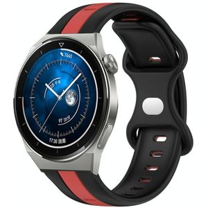 Voor Huawei Watch GT3 Pro 46 mm 20 mm vlindergesp tweekleurige siliconen horlogeband (zwart + rood)