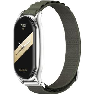 Voor Xiaomi Mi Band 8 Mijobs Plus Case Nylon ademende horlogeband (legergroen zilver)