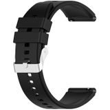 Protruding Head Silicone Strap Silver Buckle For Samsung Galaxy Watch4 Classic 42mm/46mm 20mm(Black)