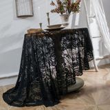Round Lace Tablecloth Cover Cloth Retro Dining Table Coffee Table Tablecloth  Size: 150 CM(Black)