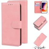 Huid Feel Pure Color Flip Leather Phone Case voor iPhone SE 2022 / SE 2020 / 8/7 (Pink)