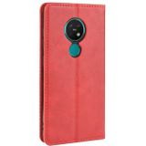 For Nokia 7.2 / Nokia 6.2 Magnetic Buckle Retro Crazy Horse Texture Horizontal Flip Leather Case  with Holder & Card Slots & Photo Frame(Red)