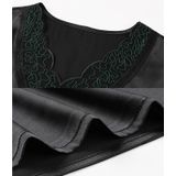 Satin Plus Size Vest (Kleur: Zwart Groene Lijnen Grootte: XL)