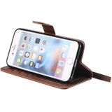 For iPhone 6 / 7 / 8 Solid Color Horizontal Flip Protective Case with Holder & Card Slots & Wallet & Photo Frame & Lanyard(Brown)