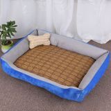 Dog Bone Pattern Big Soft Warm Kennel Pet Dog Cat Mat Blanket  with Rattan Mat Size: M  70×50×15cm (Light Grey)