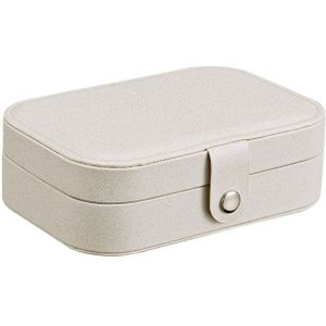 Simple Girl Earrings Rings Plate Jewelry Box Portable Leather Multi-function Jewelry Storage Box(Flash white)