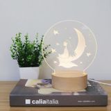 3D Atmosphere Decorative Light Acrylic Inner Carved LED Night Light Creative Girl Table Lamp(Moon Girl)