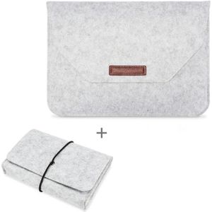 Portable Air Permeable Felt Sleeve Bag for MacBook Laptop  with Power Storage Bag  Size:11 inch(Grey)