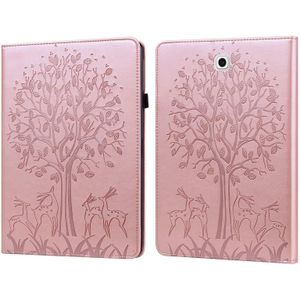 Voor Samsung Galaxy Tab S2 9.7 Tree & Deer patroon geperst afdrukken Horizontale flip PU lederen tas met houder & kaartslots