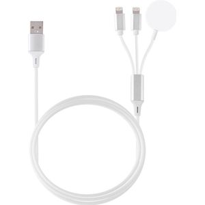 Multi-function 3 In 1 8 Pin Magnetic Charging Cable for iPhone / Apple Watch  Length : 1m (White)