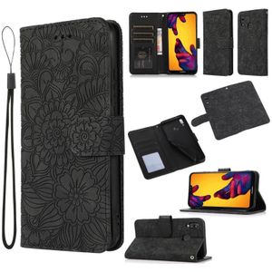 For Huawei P20 lite Skin Feel Embossed Sunflower Horizontal Flip Leather Case with Holder & Card Slots & Wallet & Lanyard(Black)