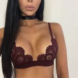 3 PCS Lace Floral Bralet Bra Bustier Adjusted Straps Crop Top  Bands Size:L(Red wine)