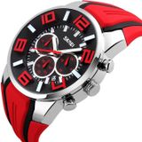 SKMEI 9128 Fashion Multifunctional 3D Large Dial Sports Wristwatch 30m Waterproof Quartz Watch(Red)