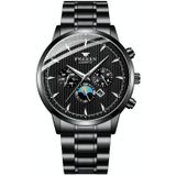 Fngeen 5781 Multifunctionele Sports Waterdichte Quartz horloge (zwart staal zwart oppervlak)