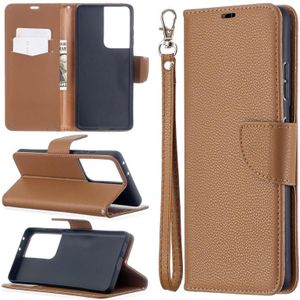For Samsung Galaxy S30 Ultra Litchi Texture Pure Color Horizontal Flip Leather Case with Holder & Card Slots & Wallet & Lanyard(Brown)