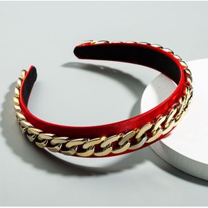 2 PCS Decorative Wide-brimmed Headband With Fabric Chain(Red)