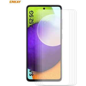 For Samsung Galaxy A52 5G / 4G 5 PCS ENKAY Hat-Prince 0.26mm 9H 2.5D Curved Edge Tempered Glass Film