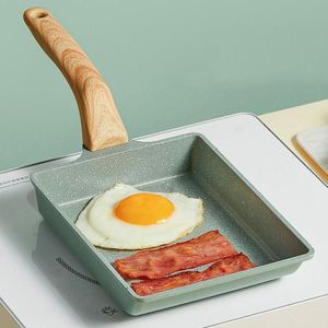 Tamagoyaki Mini Nonstick Pan Flat-Bottomed Breakfast Pan  Style:Long-shaped(Green )
