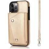 Shockproof PU + TPU Leather Case with Card Slots & Holder & Photo Frame & Wallet & Lanyard For iPhone 12 Pro Max(Gold)