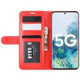 For Samsung Galaxy S20 FE 4G / 5G R64 Texture Single Horizontal Flip Protective Case with Holder & Card Slots & Wallet& Photo Frame(Red)