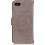 For iPhone SE 2020 KHAZNEH Cowhide Texture PU + TPU Left and Right Open Leather Case with Bracket & Line Card and Wallet(Khaki)