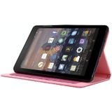 For Amazon Kindle Fire HD 10 2021 Horizontal Flip TPU + Fabric PU Leather Protective Case with Name Card Clip(Rose Red)
