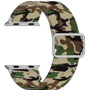 Adjustable Elastic Print Watch Strap For Apple Watch Series 6 & SE & 5 & 4 44mm / 3 & 2 & 1 42mm(Camouflage Green)