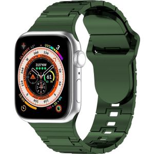 Voor Apple Watch 42 mm vierkante gesp Armor Style siliconen horlogeband (plating groen)