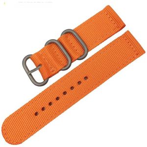 Washable Nylon Canvas Watchband  Band Width:24mm(Orange with Silver Ring Buckle)