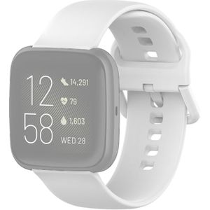 18mm Color Buckle Silicone Wrist Strap Watch Band for Fitbit Versa 2 / Versa / Versa Lite / Blaze(White)