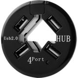 4 Ports USB HUB 2.0 USB Splitter Adapter with Anti Dust Cup(Black)