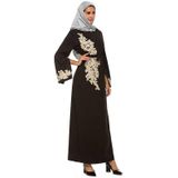 Vrouwen kralen uitlopende mouw lace-up jurk (kleur: zwart maat: XL)