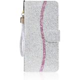 For iPhone 8 / 7 Glitter Powder Horizontal Flip Leather Case with Card Slots & Holder & Lanyard(Silver)
