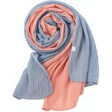 Color-Blocking Crumpled Long Print Gradient Color All Seasons Universal Sunscreen Scarf  Size: 180 x 70cm(15 Navy White)