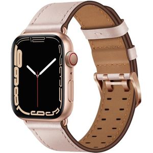 Dubbele gespen lederen horlogeband voor Apple Watch Series 7 41 mm / 6 & SE & 5 & 4 40mm / 3 & 2 & 1 38 mm (roze zand)