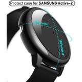 For Samsung Galaxy Watch Active 2 40mm Electroplate PC Protective Case with Tempered Glass Film(Black)