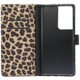 For Samsung Galaxy S21 Ultra 5G Leopard Pattern Horizontal Flip Leather Case with Holder & Card Slots(Yellow)