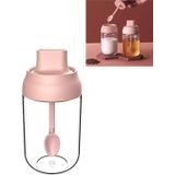 3 PCS Macaron Ribbon Moisture-Proof Lid Spoon One Seasoning Jar Glass Seasoning Bottle with Label  Style:Seasoning Bottle(Pink)