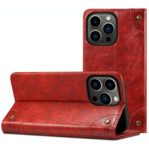 Barok eenvoudige horizontale flip lederen geval met houder en kaart slots &portemonnee voor iPhone 13 Pro (rood)