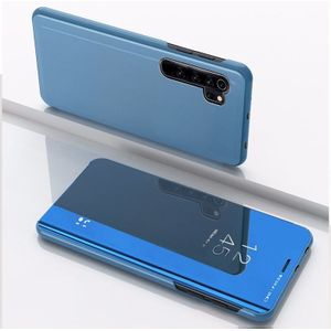 For Xiaomi Note 10 Plated Mirror Horizontal Flip Leather Cover with Stand Mobile Phone Holster(Blue)