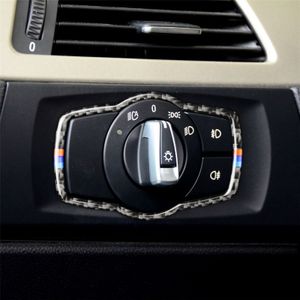 Three Color Carbon Fiber Car Headlight Switch Decorative Sticker for BMW E90 / E92 / E93 2005-2012 / 320i / 325i Thin Version