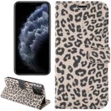 For iPhone 12 Pro Max Leopard Print Pattern Horizontal Flip Leather Case with Card Slot and Holder(Gray)